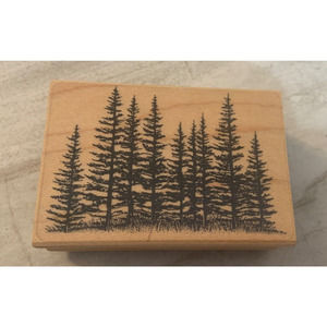 Stampscapes Rubber Stamp 150E Pine Trees Wood Mounted Stampscapes 1996